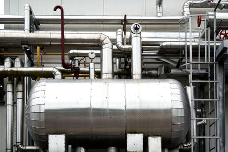 Industrail instalation of lots pipes and a cylider