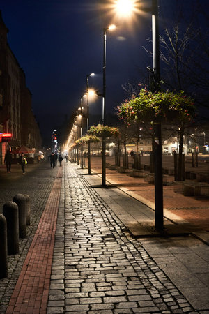 Bytom, Silesia, Poland - 31, December 2019 - Bytom by nightのeditorial素材