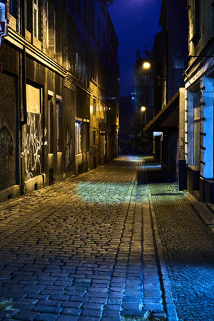 Bytom, Silesia, Poland - 31, December 2019 - Bytom by nightのeditorial素材