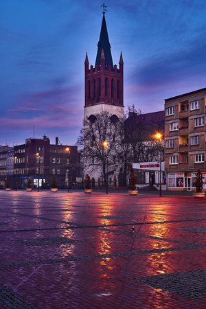 Bytom, SIlesia voivodship, Poland December 17, 2019. View at church of assumption in Bytom townのeditorial素材
