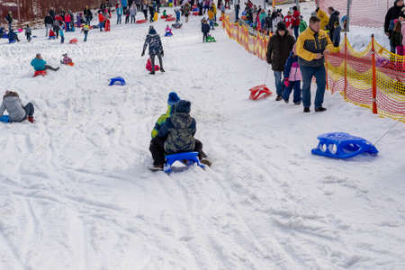 WIsla, SIlesia Voivodship, Poland January 13, 2020 View at Soszow ski arena in Wisla resortのeditorial素材