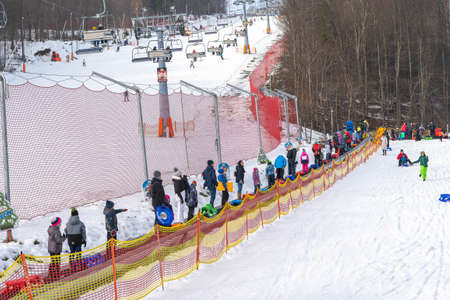 WIsla, SIlesia Voivodship, Poland January 13, 2020 View at Soszow ski arena in Wisla resort