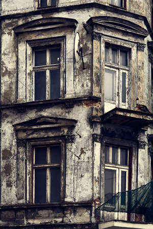 Ruined houses in Bytom town, Poland.の写真素材