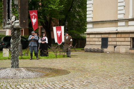 Gliwice, Poland - 15 May 2021 - Reconstruction of fights during the Silesian Uprisingのeditorial素材