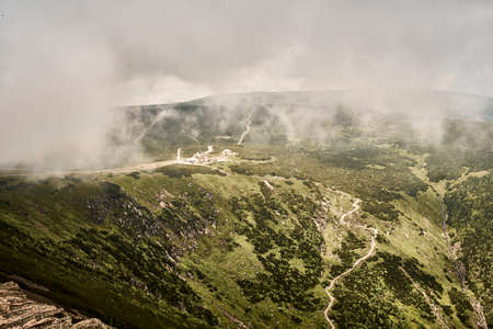 View at Karkonosze mountin, Very cloudy dayの写真素材