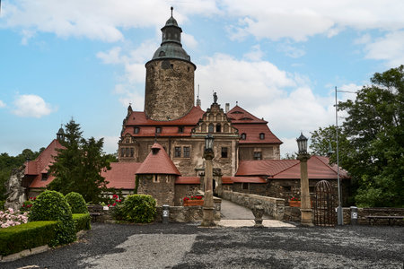Lesn, lower Silesia, Poland July 7, 2021. View at Czoch's castle at lesna, lower SIlesiaのeditorial素材