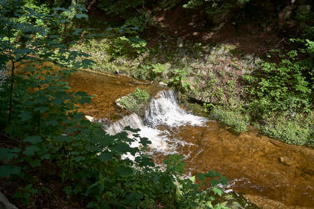 Mountain river Lomnica in Karpacz townの写真素材