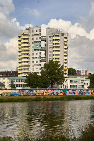 Opole, Poland 29 August 2021. VIew at bank of Odra river in Opole town,