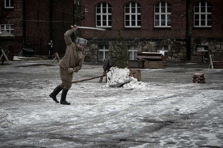 Miechowice, SIlesia, Poland 29 January 2022 - reconstruction of the Miechowicka tragedy Bytom -...