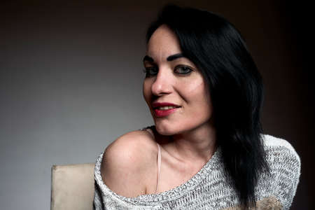 Vary sensual portrait of attractive brunette.の写真素材