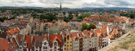 Klodzko, Lowersilesia, Poland 08 August 23 - Panorama of Klodzko town from fortress hill.のeditorial素材