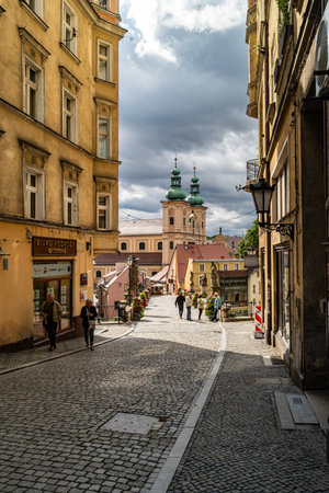 Klodzko, Lowersilesia, POland 08 AUust 2023 View at gothic bridge and churchのeditorial素材