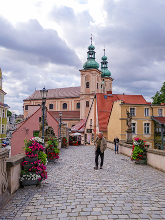 Klodzko, Lowersilesia, Poland 08 August 23 - Gothic Wits Stwosz's bridge in klodzko,のeditorial素材