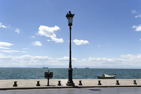 Promenade in Thessaloniki near the seaの写真素材