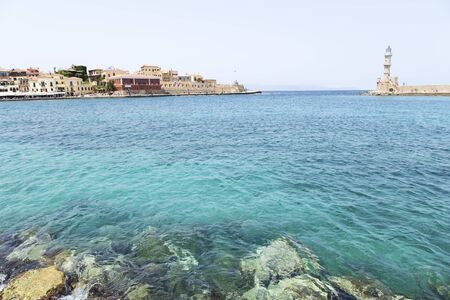 View on the lighthouse and Old town of Chania, Crete - Greeceの写真素材