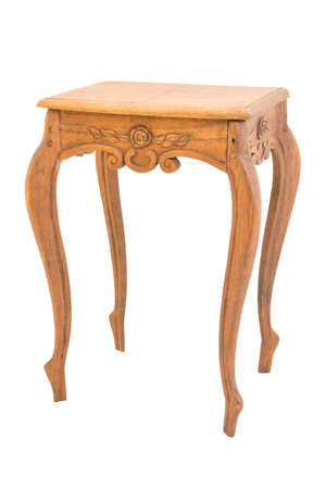 Small antique wooden table isolatedの写真素材