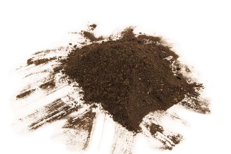 Soil heap isolated on white backgroundの写真素材