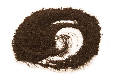 Soil heap isolated on white backgroundの写真素材