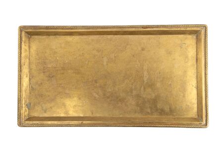 Vintage brass tray isolated on whiteの写真素材