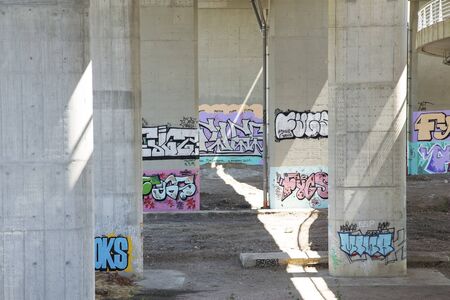 Graffiti under the overpassのeditorial素材