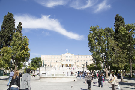 The Greek Parliament Area and Syntagma Square May 17. 2014. Athens Greeceのeditorial素材