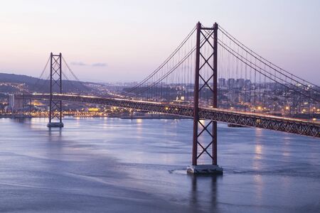 25th of April Suspension Bridge in Lisbon, Portugalの写真素材