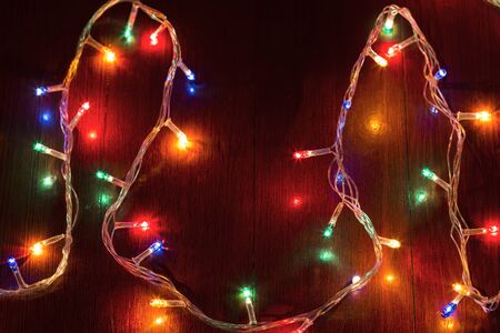 Colorful Christmas lights garlandの写真素材