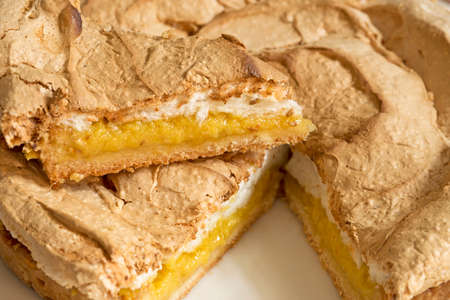 Mango pie with meringue close upの写真素材