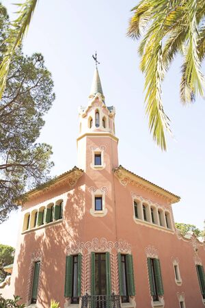 Antonio Gaudi House Museum in Park Guell in Barcelona, Spainのeditorial素材