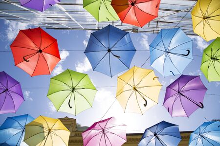 Colorful umbrellas background