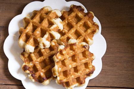 Waffles on a plateの写真素材