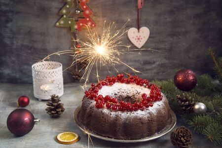Christmas cake with currantの写真素材