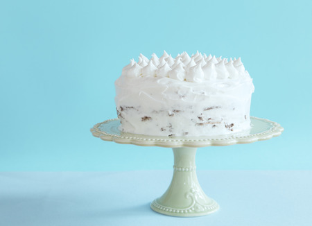 Birthdey cake on blue backgroundの写真素材