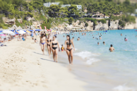 People on the beach - blurred imageの写真素材