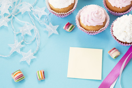 Birthday cupcakes with the blank messageの写真素材