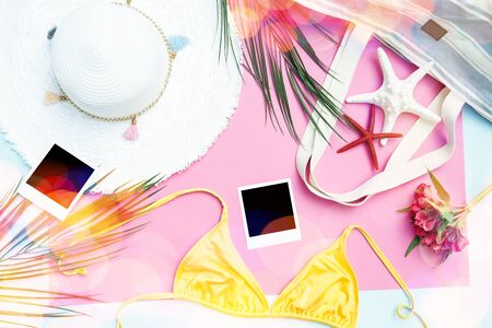Summer background with the blank instant images