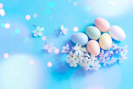 Easter eggs with cherry blossom