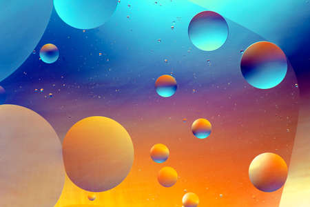 Colorful oil droplets close up