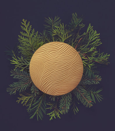 Blank note with pine and fir branches - holiday conceptの写真素材