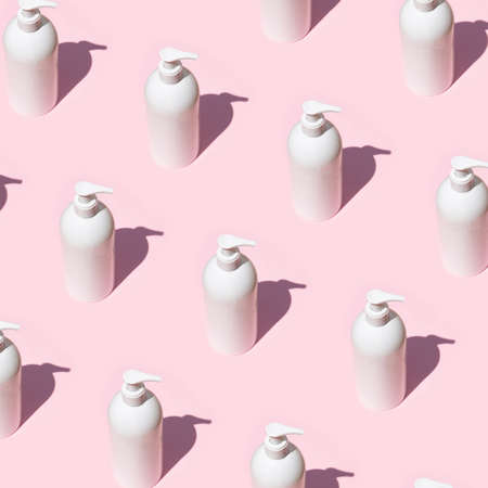 Antiseptic product pattern on pink backgroundの写真素材