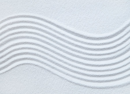 Zen pattern in white sandの写真素材