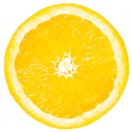 Orange half isolated on white backgroundの写真素材