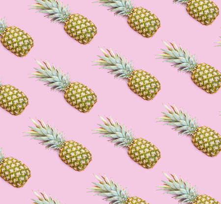 Pineapple pattern on pink backgroundの写真素材