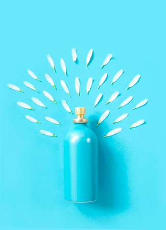 Perfume sprayer with flower petalsの写真素材