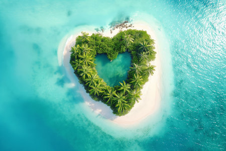 Tropical love island with a white sandの素材