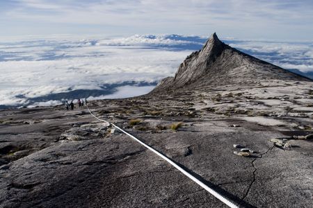 Hiking on the peak of Mount Kinabalu.の写真素材