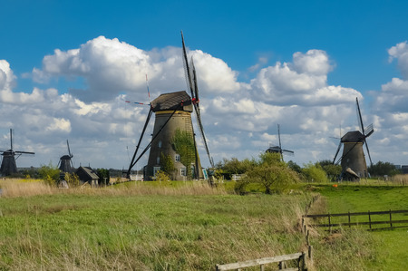 APRIL 2015, ROTTERDAM NETHERLANDS: Historic windmills near Rotterdam Netherlandsのeditorial素材