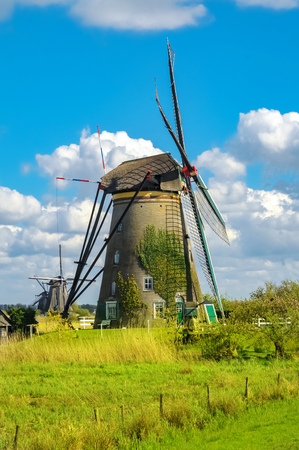 APRIL 2015, ROTTERDAM NETHERLANDS: Historic windmills near Rotterdam Netherlandsのeditorial素材