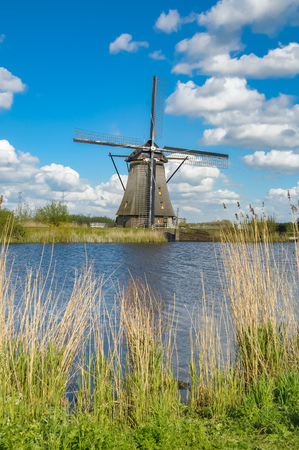 APRIL 2015, ROTTERDAM NETHERLANDS: Historic windmills near Rotterdam Netherlandsのeditorial素材