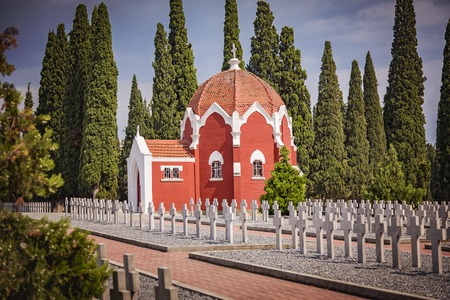 AUGUST 2017, THESSALONIKI GREECE: Zejtinlik military cemetary, joined graves of French soldiers fallen in WWIのeditorial素材